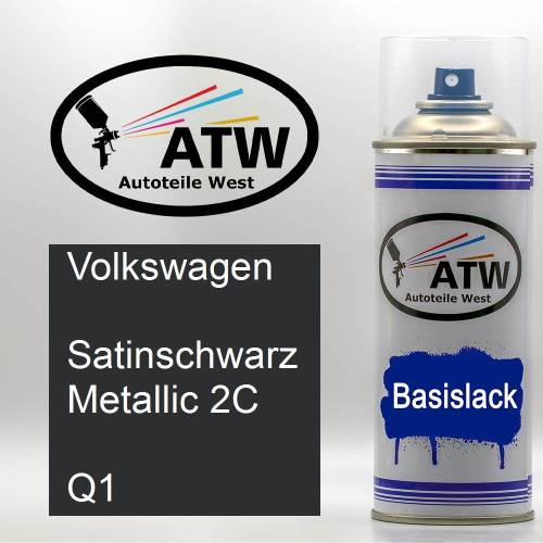 Volkswagen, Satinschwarz Metallic 2C, Q1: 400ml Sprühdose, von ATW Autoteile West.